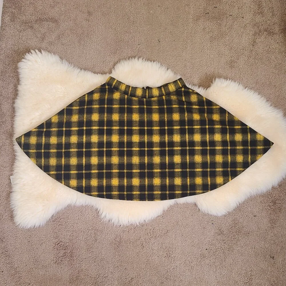 Midnight Hour Yellow & Black Plaid O-Ring Skater Skirt - Picture 4 of 6